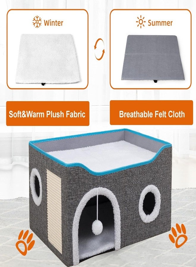 NYTRYD Portable Breathable Pet Bags Portable, Cat Bed for Indoor Cats Foldable Cat House with Cube Cat Beds with Round Window Soft Cat Cave Bed Cat Scratching Board(NY-03) - Image 4